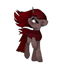 Size: 1500x1500 | Tagged: safe, artist:spookypati, imported from derpibooru, oc, oc only, pony, unicorn, derpibooru community collaboration, 2022 community collab, full body, hooves, horn, looking up, raised hoof, simple background, solo, transparent background, unicorn oc, windswept mane