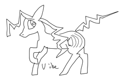 Size: 3268x2115 | Tagged: safe, artist:buttercupsaiyan, oc, oc only, earth pony, pony, /mare/con, monochrome, raised hoof, sketch