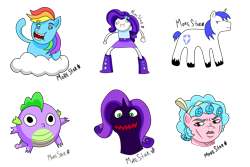 Size: 3000x2000 | Tagged: safe, artist:morestar, imported from derpibooru, cozy glow, rainbow dash, rarity, shining armor, spike, dragon, pegasus, unicorn, equestria girls, high res, jojo's bizarre adventure, simple background, style emulation, transparent background, wat