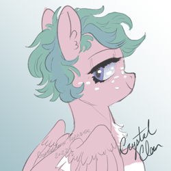 Size: 500x500 | Tagged: safe, imported from derpibooru, oc, oc only, pegasus, pony, chest fluff, colored wings, female, freckles, mare, multicolored mane, multicolored wings, wings