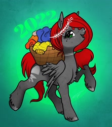 Size: 3467x3922 | Tagged: safe, artist:opalacorn, imported from derpibooru, oc, oc only, pegasus, pony, basket, clothes, high res, solo