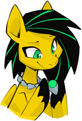 Size: 926x1373 | Tagged: safe, artist:dar, imported from derpibooru, oc, oc only, oc:lightning bug, pegasus, fanfic:song of seven, clothes, gem, green eyes, jewelry, necklace, pegasus oc, simple background, smiling, solo, transparent background, two toned hair