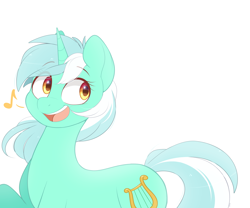 Size: 3000x2500 | Tagged: safe, artist:higgly-chan, imported from derpibooru, lyra heartstrings, pony, unicorn, cute, female, happy, high res, lyrabetes, mare, music notes, open mouth, simple background, solo, white background