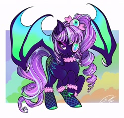 Size: 3796x3600 | Tagged: safe, artist:opalacorn, imported from derpibooru, oc, oc only, bat pony, pony, bat pony oc, drill hair, eyepatch, high res, solo