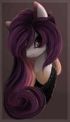 Size: 596x1028 | Tagged: safe, artist:dammmnation, imported from derpibooru, oc, oc only, pony, bust, clothes, commission, female, hair over one eye, mare, scarf, solo