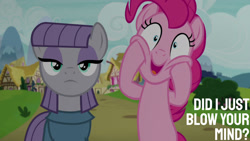 Size: 1280x720 | Tagged: safe, edit, edited screencap, editor:quoterific, imported from derpibooru, screencap, maud pie, pinkie pie, earth pony, pony, rock solid friendship, season 7, bipedal, female, mare, open mouth, open smile, smiling