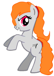 Size: 415x581 | Tagged: safe, artist:gingersupercar, imported from derpibooru, oc, oc only, oc:finish line (gingersupercar), oc:victoria blaze, earth pony, pony, derpibooru community collaboration, 2022 community collab, determined look, earth pony oc, female, full body, g4, hooves, mare, open mouth, rearing, side view, simple background, solo, tail, transparent background