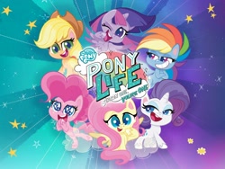 Size: 2560x1920 | Tagged: safe, imported from derpibooru, applejack, fluttershy, pinkie pie, rainbow dash, rarity, twilight sparkle, alicorn, pegasus, pony, unicorn, my little pony: pony life, amazon.com, g4.5, mane six, my little pony logo, official, twilight sparkle (alicorn)