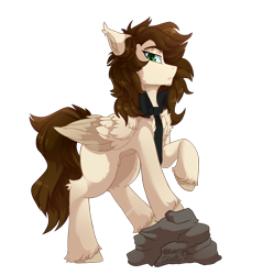 Size: 1318x1377 | Tagged: safe, artist:star-theft, imported from derpibooru, oc, pegasus, pony, chest fluff, male, necktie, rock, simple background, solo, stallion, transparent background