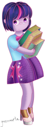 Size: 1424x3816 | Tagged: safe, artist:greenmarta, imported from derpibooru, sci-twi, twilight sparkle, equestria girls, alternate hairstyle, book, clothes, female, glasses, short hair, simple background, skirt, solo, transparent background