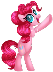 Size: 802x1078 | Tagged: safe, artist:kimmyartmlp, imported from derpibooru, pinkie pie, earth pony, pony, female, rearing, simple background, solo, transparent background