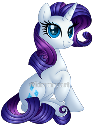 Size: 637x842 | Tagged: safe, artist:kimmyartmlp, imported from derpibooru, rarity, pony, unicorn, female, raised hoof, simple background, sitting, smiling, solo, transparent background