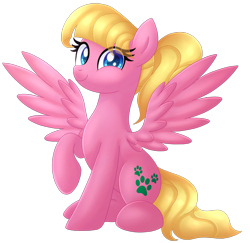Size: 1164x1130 | Tagged: safe, artist:kimmyartmlp, imported from derpibooru, oc, oc only, oc:sweetie bloom, pegasus, pony, cute, female, ocbetes, pegasus oc, simple background, solo, spread wings, transparent background, wings