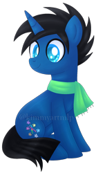 Size: 912x1642 | Tagged: safe, artist:kimmyartmlp, imported from derpibooru, oc, oc only, oc:aj, oc:theoneaj, pony, unicorn, clothes, male, scarf, simple background, solo, transparent background