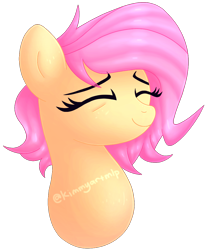 Size: 920x1122 | Tagged: safe, artist:kimmyartmlp, imported from derpibooru, fluttershy, pegasus, pony, alternate hairstyle, bust, eyes closed, female, simple background, solo, transparent background