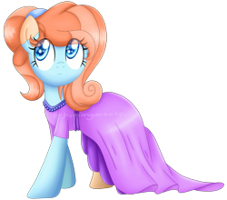 Size: 2615x2298 | Tagged: safe, artist:kimmyartmlp, imported from derpibooru, oc, oc only, oc:frosty, pony, clothes, dress, female, high res, simple background, solo, transparent background