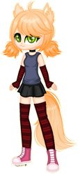 Size: 680x1480 | Tagged: safe, artist:fantarianna, imported from derpibooru, oc, oc only, equestria girls, clothes, converse, female, fingerless gloves, gloves, ponied up, shoes, simple background, skirt, smiling, sneakers, transparent background