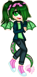 Size: 612x1264 | Tagged: safe, artist:fantarianna, imported from derpibooru, oc, oc only, equestria girls, bat wings, clothes, converse, equestria girls-ified, female, hair over one eye, pants, ponied up, shoes, simple background, smiling, sneakers, tail, transparent background, wings