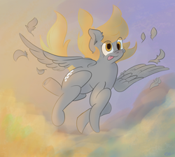 Size: 2000x1800 | Tagged: safe, artist:nannynonads, imported from derpibooru, derpy hooves, pegasus, :p, cloud, female, flying, mare, solo, tongue out