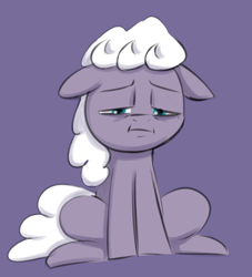 Size: 1228x1354 | Tagged: safe, artist:heretichesh, imported from derpibooru, oc, oc only, oc:alabaster, earth pony, pony, :i, colored, eyebrows, floppy ears, frown, lidded eyes, looking down, male, sad, simple background, sitting, sketch, solo, stallion
