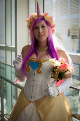 Size: 3162x4743 | Tagged: safe, artist:unkcos19, imported from derpibooru, princess cadance, human, anime expo, anime expo 2012, clothes, cosplay, costume, dress, flower, gloves, irl, irl human, long gloves, photo, wedding dress