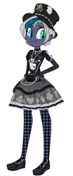 Size: 549x1326 | Tagged: safe, artist:kellysweet1, imported from derpibooru, oc, oc only, oc:elizabat stormfeather, equestria girls, belt, choker, clothes, equestria girls-ified, evening gloves, female, flats, gloves, goth, hat, jewelry, long gloves, necklace, shirt, shoes, simple background, skirt, socks, solo, spiked choker, stockings, t-shirt, thigh highs, top hat, transparent background