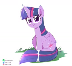 Size: 1725x1578 | Tagged: safe, artist:aceslingerexo, imported from derpibooru, twilight sparkle, alicorn, pony, cute, female, looking at you, mare, simple background, sitting, smiling, solo, twiabetes, twilight sparkle (alicorn), white background