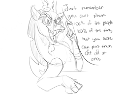 Size: 1000x769 | Tagged: safe, artist:xxmarkingxx, discord, draconequus, dialogue, monochrome, open mouth