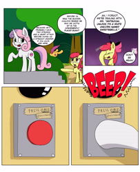 Size: 3000x3700 | Tagged: safe, artist:begoliah, imported from derpibooru, apple bloom, scootaloo, sweetie belle, earth pony, pegasus, pony, unicorn, comic:crusaders, butt, comic, cutie mark crusaders, female, plot