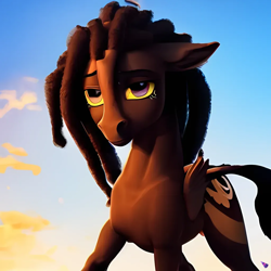 Size: 1024x1024 | Tagged: safe, imported from derpibooru, oc, oc:cliff stoudemire, oc:cocoa shea, pegasus, pony, fanfic:it's complicated, ai content, ai generated, dreadlocks, fanfic art, generator:purplesmart.ai, generator:stable diffusion