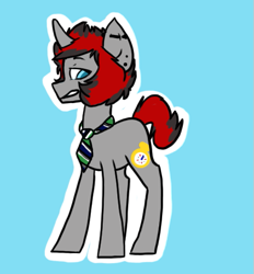 Size: 465x502 | Tagged: safe, artist:ponyponychan, imported from derpibooru, oc, oc only, pony, unicorn, angry, necktie, scowl, simple background, solo, vylet pony