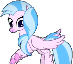 Size: 320x279 | Tagged: safe, edit, edited screencap, imported from derpibooru, screencap, silverstream, classical hippogriff, hippogriff, uprooted, background removed, female, flying, looking left, mare, pink skin, png, sad, simple background, solo, transparent background