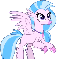 Size: 322x332 | Tagged: safe, edit, edited screencap, imported from derpibooru, screencap, silverstream, classical hippogriff, hippogriff, uprooted, background removed, female, flying, looking right, mare, pink skin, png, simple background, solo, transparent background