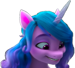 Size: 833x756 | Tagged: safe, edit, edited screencap, imported from derpibooru, screencap, izzy moonbow, pony, unicorn, spoiler:my little pony: make your mark chapter 2, spoiler:myms01e02, 3d, background removed, blue mane, eyes open, female, g5, growing pains, happy, mare, my little pony: make your mark, my little pony: make your mark chapter 2, png, purple eyes, simple background, solo, transparent background