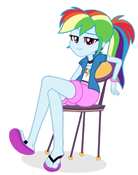 Size: 1500x1900 | Tagged: safe, artist:legacynebula, imported from derpibooru, rainbow dash, human, equestria girls, chair, clothes, female, flip-flops, sandals, simple background, sitting, solo, transparent background