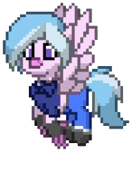 Size: 736x960 | Tagged: safe, artist:gloomy brony, imported from derpibooru, silverstream, hippogriff, pony, pony town, angel (kof), animated, clothes, cosplay, costume, female, gif, king of fighters, pixel art, simple background, solo, transparent background