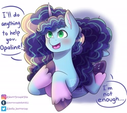 Size: 2048x1832 | Tagged: safe, artist:bella_buttercup, imported from derpibooru, pony, unicorn, crying, depressed, duality, female, g5, happy, mare, misty brightdawn, simple background, solo, starry eyes, white background, wingding eyes