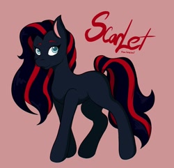 Size: 1697x1637 | Tagged: safe, artist:mscolorsplash, imported from derpibooru, earth pony, pony, crossover, female, horseland, looking at you, mare, ponified, red background, scarlet (horseland), simple background, smiling, smiling at you, solo