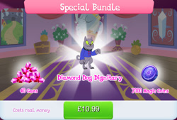 Size: 1267x858 | Tagged: safe, idw, imported from derpibooru, diamond dog, bundle, choker, collar, costs real money, dog collar, english, gameloft, gem, green eyes, grey fur, idw showified, magic coins, male, my little pony: magic princess, numbers, official, sale, solo, solo focus, text, unnamed character, unnamed diamond dog