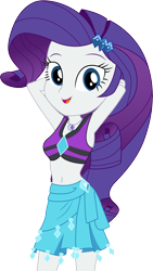 Size: 1485x2634 | Tagged: safe, artist:marcorulezzz, imported from derpibooru, rarity, human, equestria girls, equestria girls series, forgotten friendship, belly button, clothes, cute, female, high res, looking at you, raribetes, rarity's blue sarong, rarity's purple bikini, simple background, solo, swimsuit, transparent background