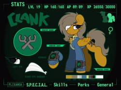 Size: 1768x1317 | Tagged: safe, artist:flixanoa, imported from derpibooru, oc, oc only, pegasus, pony, fallout equestria, reference sheet, solo