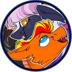 Size: 2113x2114 | Tagged: safe, artist:parrpitched, imported from derpibooru, oc, oc only, oc:fireheart(fire), oc:nurse lavender blossom, bat pony, pony, bat pony oc, clothes, couple, duo, fireheart76's latex suit design, gloves, latex, latex gloves, latex suit, nurse, prisoners of the moon, rubber, simple background, transparent background