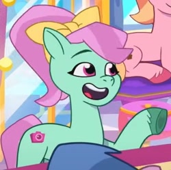 Size: 340x339 | Tagged: safe, imported from derpibooru, screencap, earth pony, pony, spoiler:g5, spoiler:my little pony: tell your tale, spoiler:tyts01e27, all that jazz, female, g5, mare, minty skylark, my little pony: tell your tale, solo focus, unnamed character, unnamed pony