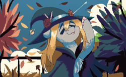 Size: 650x400 | Tagged: safe, artist:brainiac, imported from derpibooru, oc, oc:gray star, earth pony, pony, :p, aseprite, cape, clothes, eyes closed, female, hat, mare, pixel art, solo, tongue out, witch hat