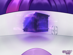 Size: 1600x1200 | Tagged: safe, artist:qlop, imported from derpibooru, twilight sparkle, pony, unicorn, chromatic aberration, cube, cyoa, door, error, female, female pov, floating, glitch, glitch art, glowing, implied hypnosis, magic, offscreen character, offscreen female, pov, simple background, story included, unicorn twilight