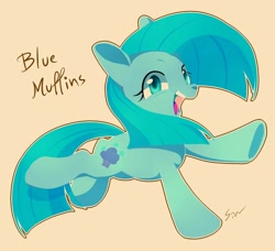 Size: 1024x934 | Tagged: safe, artist:maren, imported from derpibooru, oc, oc only, oc:blue muffins, earth pony, pony, 2014, female, filly, foal, old art, open mouth, open smile, simple background, smiling, solo