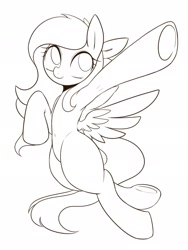 Size: 1536x2048 | Tagged: safe, artist:maren, imported from derpibooru, oc, oc only, oc:akira, pegasus, pony, 2014, armpits, bipedal, female, flying, happy, mare, old art, sketch, solo, underhoof
