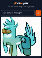 Size: 1162x1600 | Tagged: safe, imported from derpibooru, gallus, griffon, abomination, ai content, ai generated, among us, generator:craiyon, machine learning abomination, male, not salmon, solo, wat