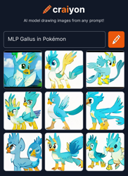 Size: 1162x1600 | Tagged: safe, imported from derpibooru, gallus, griffon, ai content, ai generated, cloud, generator:craiyon, male, pokefied, pokémon, sky