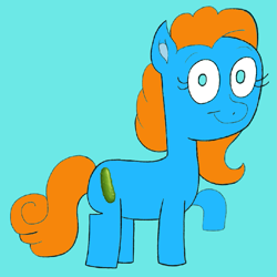 Size: 819x819 | Tagged: safe, artist:smurfettyblue, derpibooru exclusive, imported from derpibooru, oc, oc:pickled pepper, earth pony, blue background, earth pony oc, food, pickle, simple background, solo